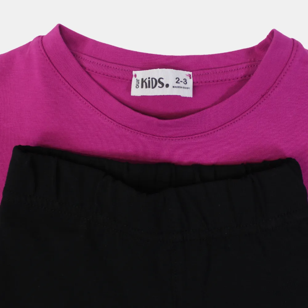Mädchen Baumwoll-Pyjama-Set – Fuchsia mit „Magic“ Einhorn-Design