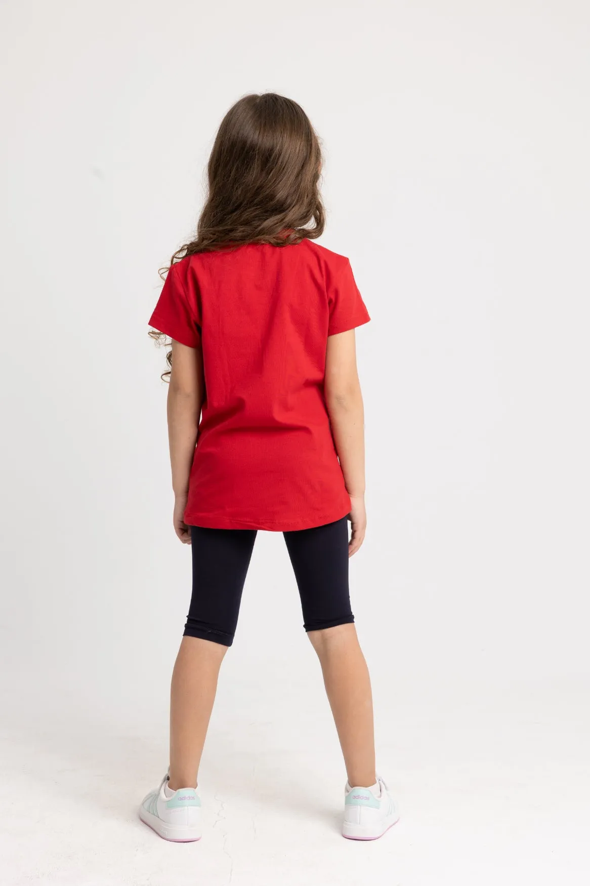 Mädchen Baumwoll Schlafanzug-Set – Rot 