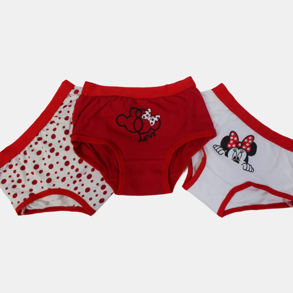 Mädchen Baumwollunterhosen – Rotes Minnie Mouse Design (3er Pack)
