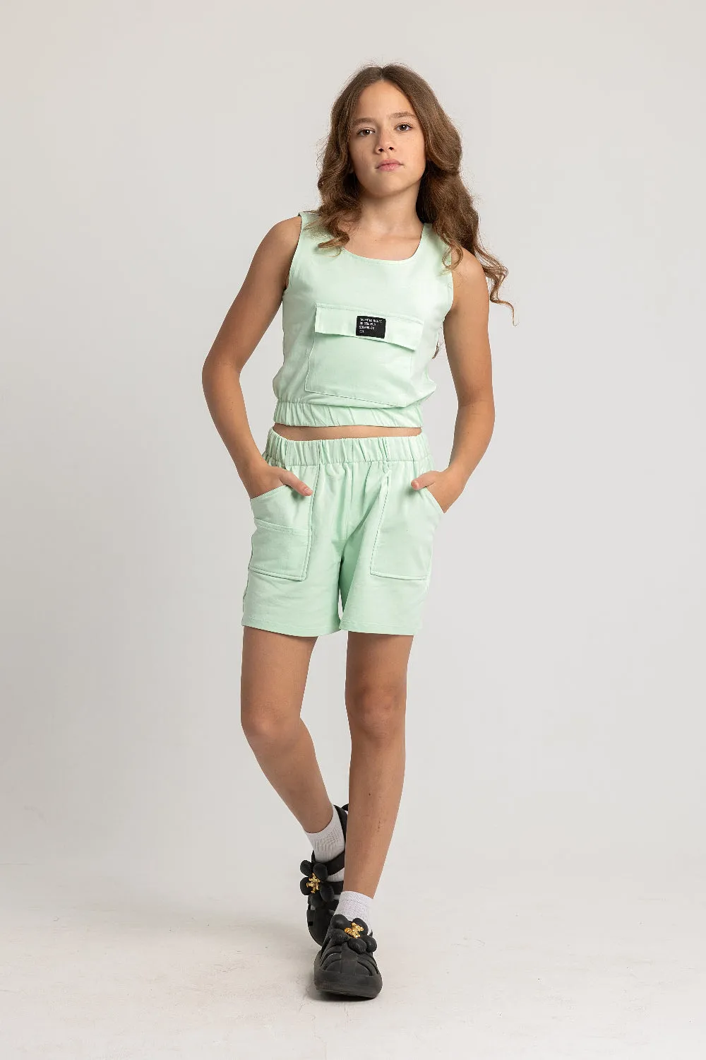 Mädchen Baumwoll-Armlos 2-teiliges Outfit-Set