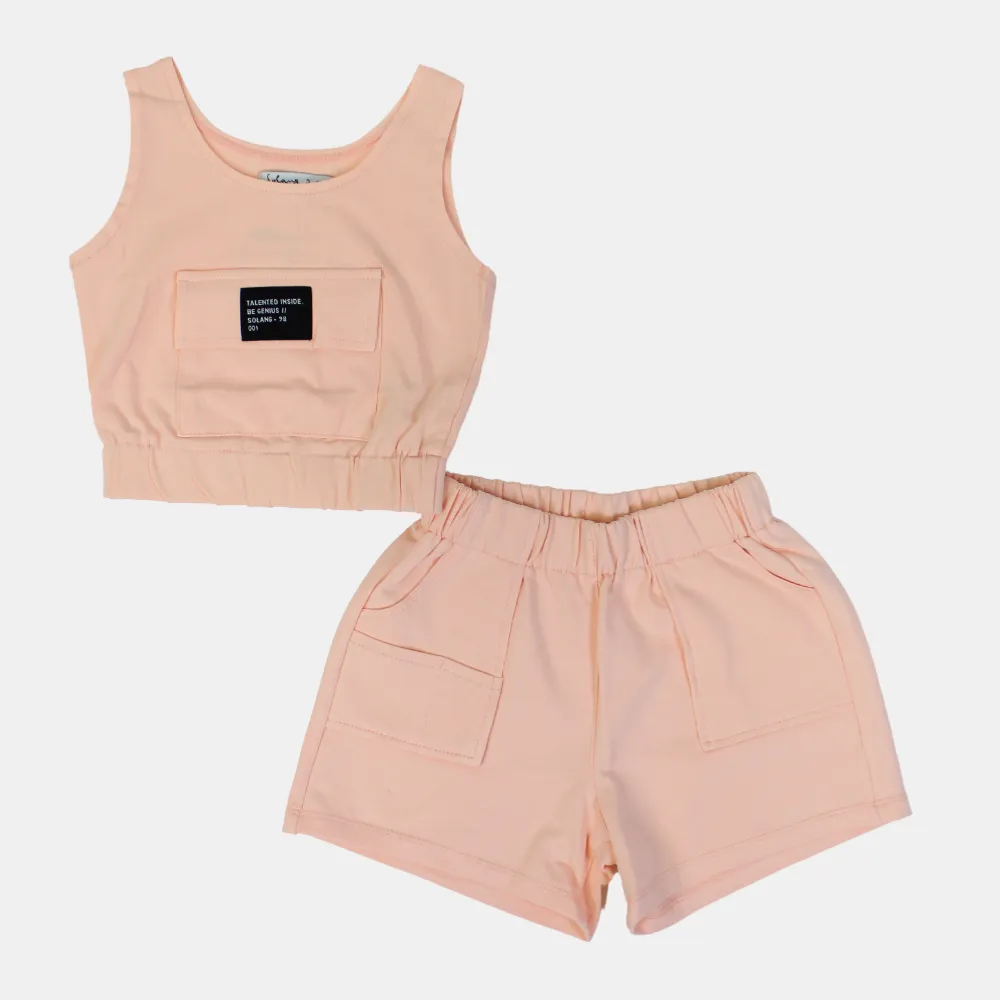 Mädchen Baumwoll-Armlos 2-teiliges Outfit-Set