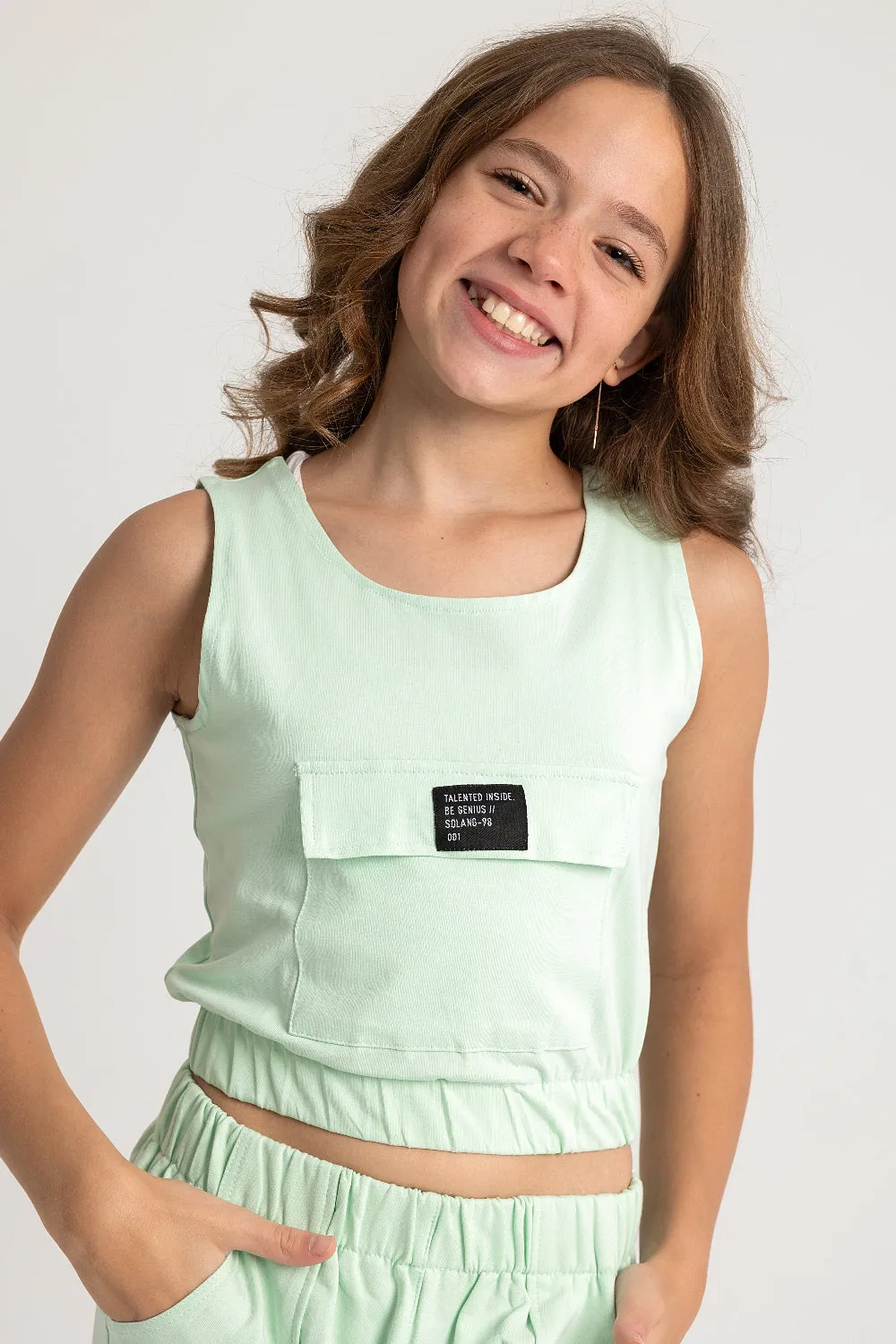 Mädchen Baumwoll-Armlos 2-teiliges Outfit-Set