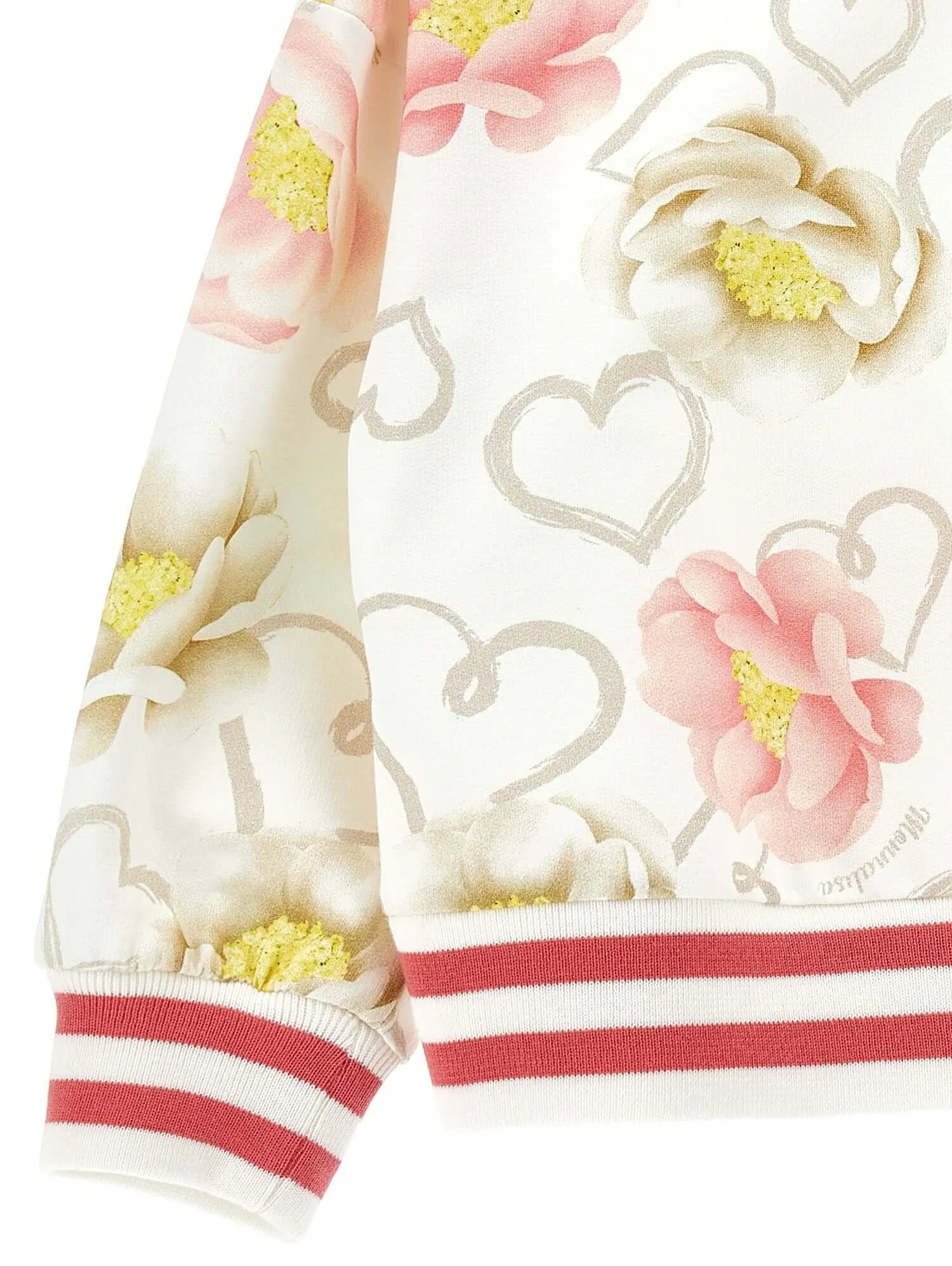 Mädchen Sahne Blumen Pullover