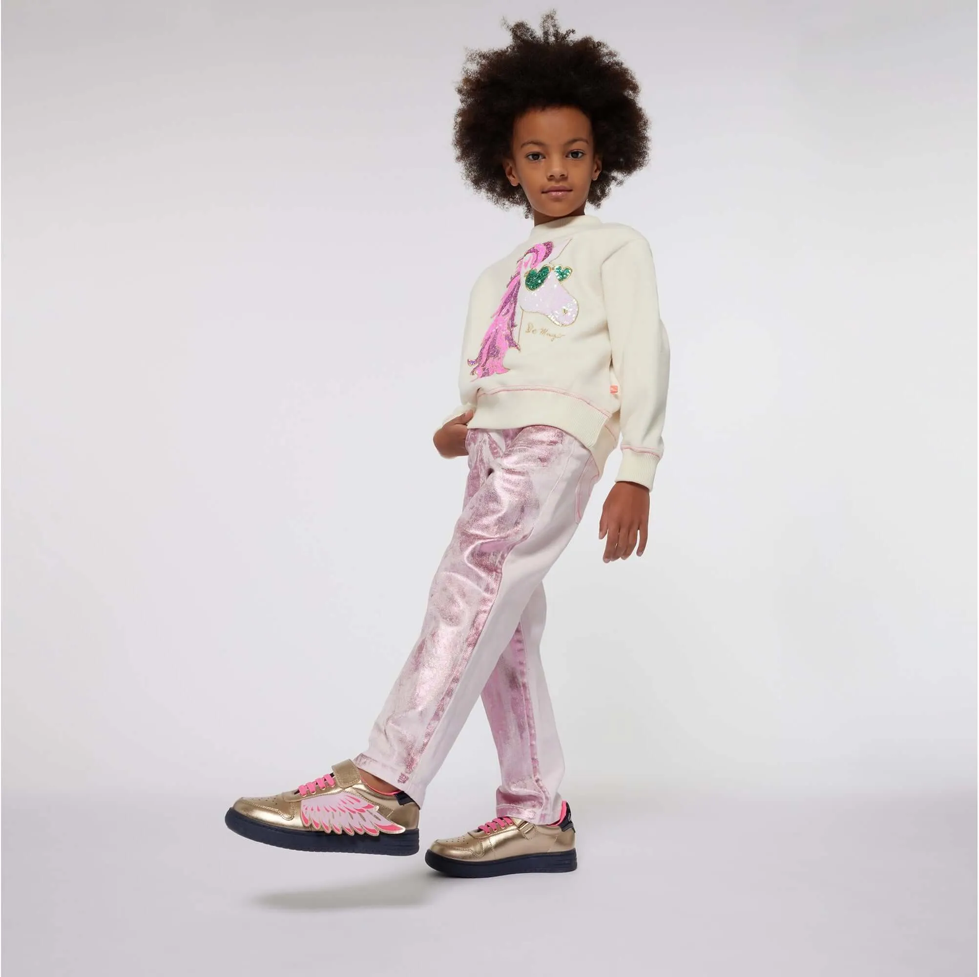 Mädchen Creme Einhorn Sweatshirt