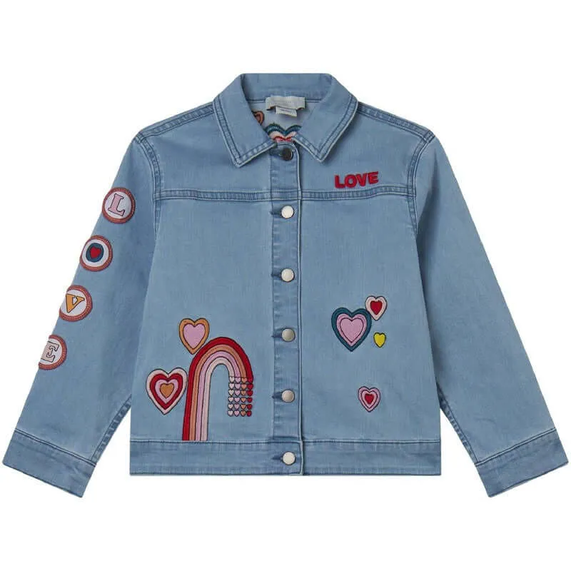 Mädchen Jeans Jacke mit Herz-Patches
