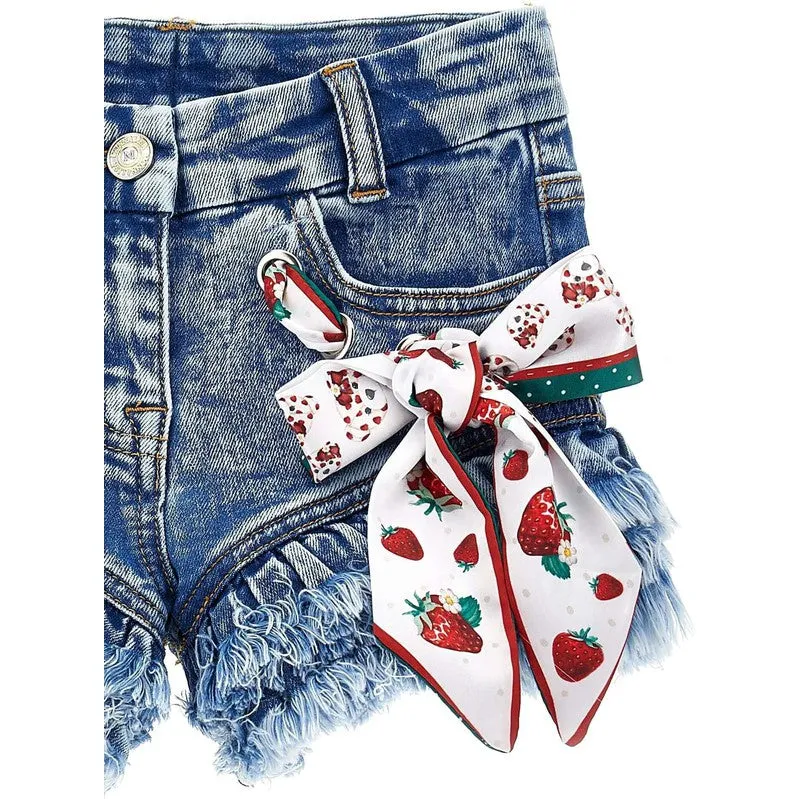 Mädchen Denim Erdbeer-Shorts