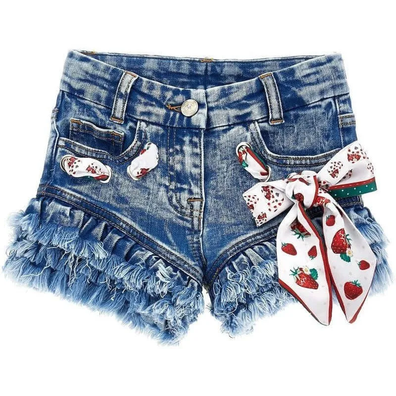 Mädchen Denim Erdbeer-Shorts