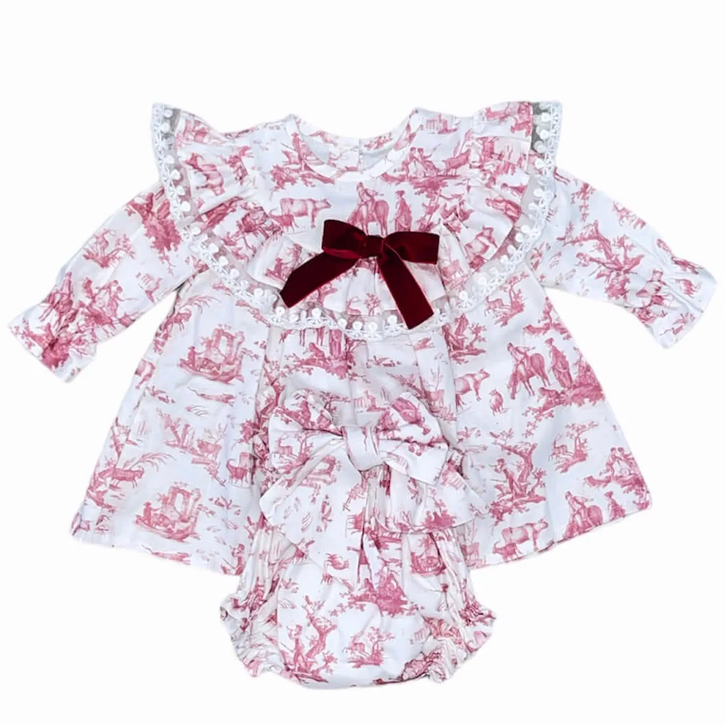 Mädchen Dunkelbedruckte Bluse & Bloomers