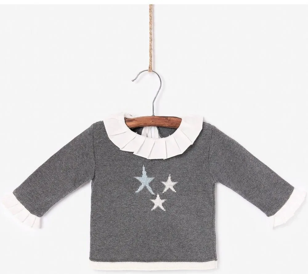 Mädchen Estrella Graues Oberteil und Mintgrüne Stern-Bloomer-Set