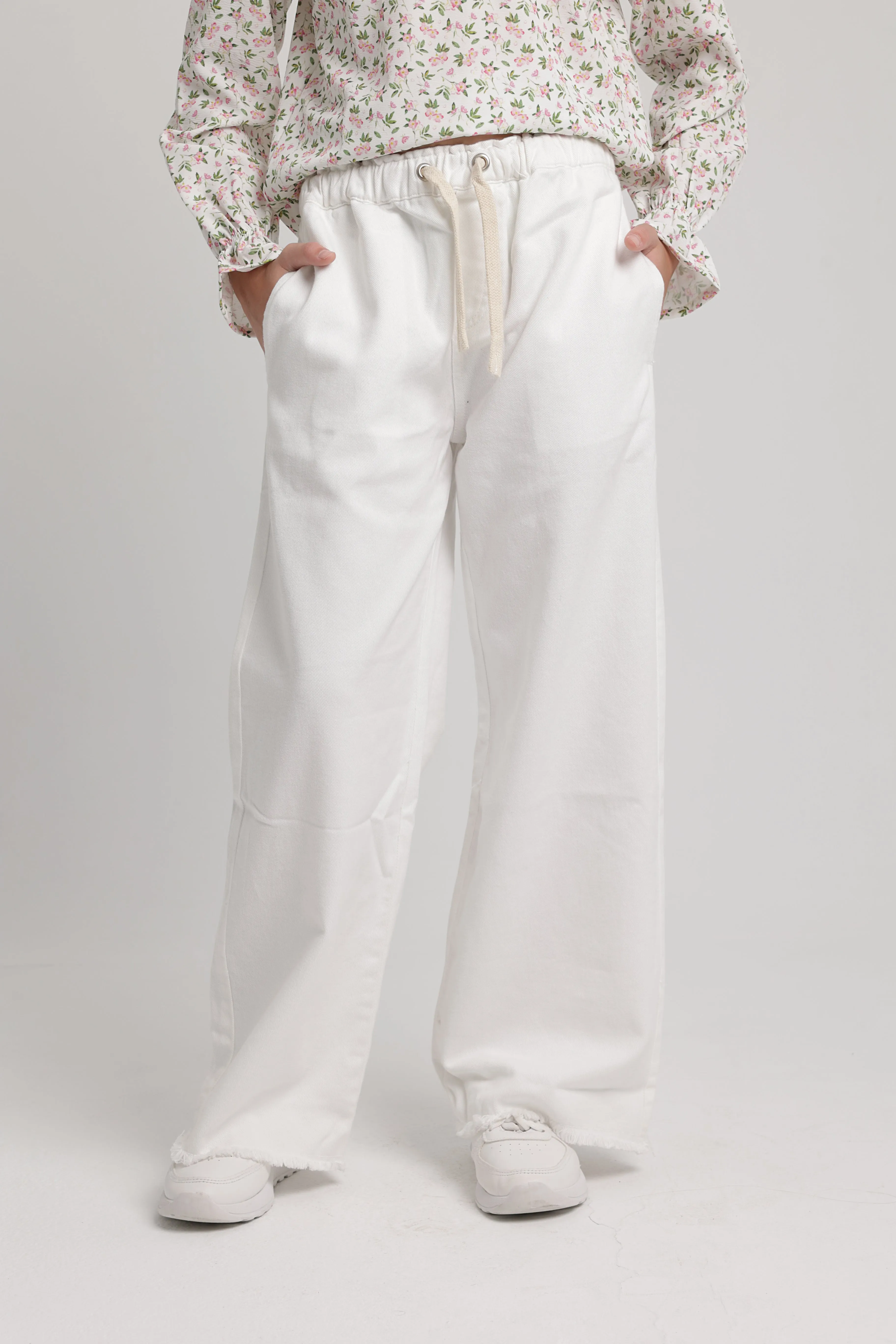 Mädchen Gabardine Hose Off White