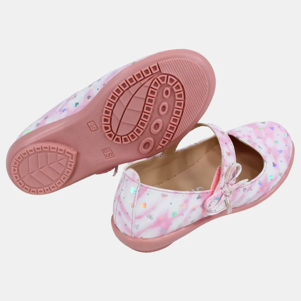 Mädchen Lederschuhe – Rosa mit Herz-Details