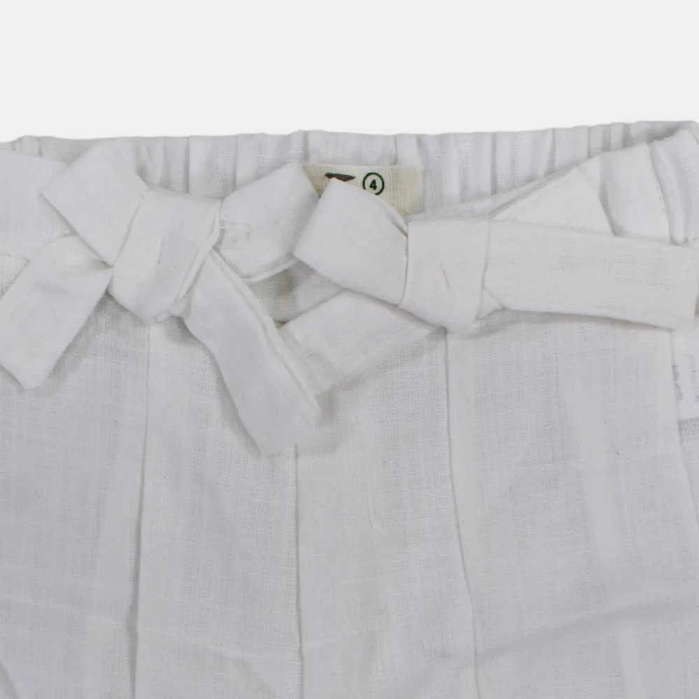 Mädchen-Leinen-Shorts – Schleifendetails