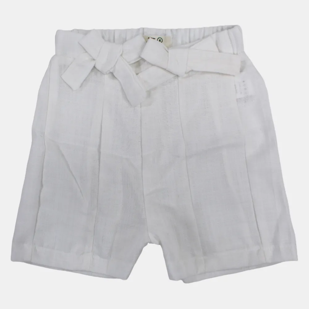 Mädchen-Leinen-Shorts – Schleifendetails