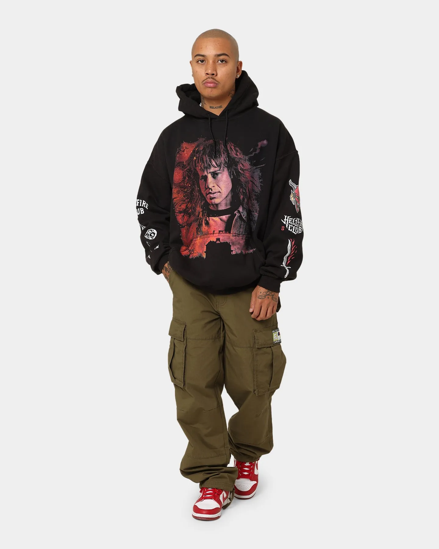 Goat Crew X Stranger Things Eddie Vintage Hoodie Schwarzgewaschen