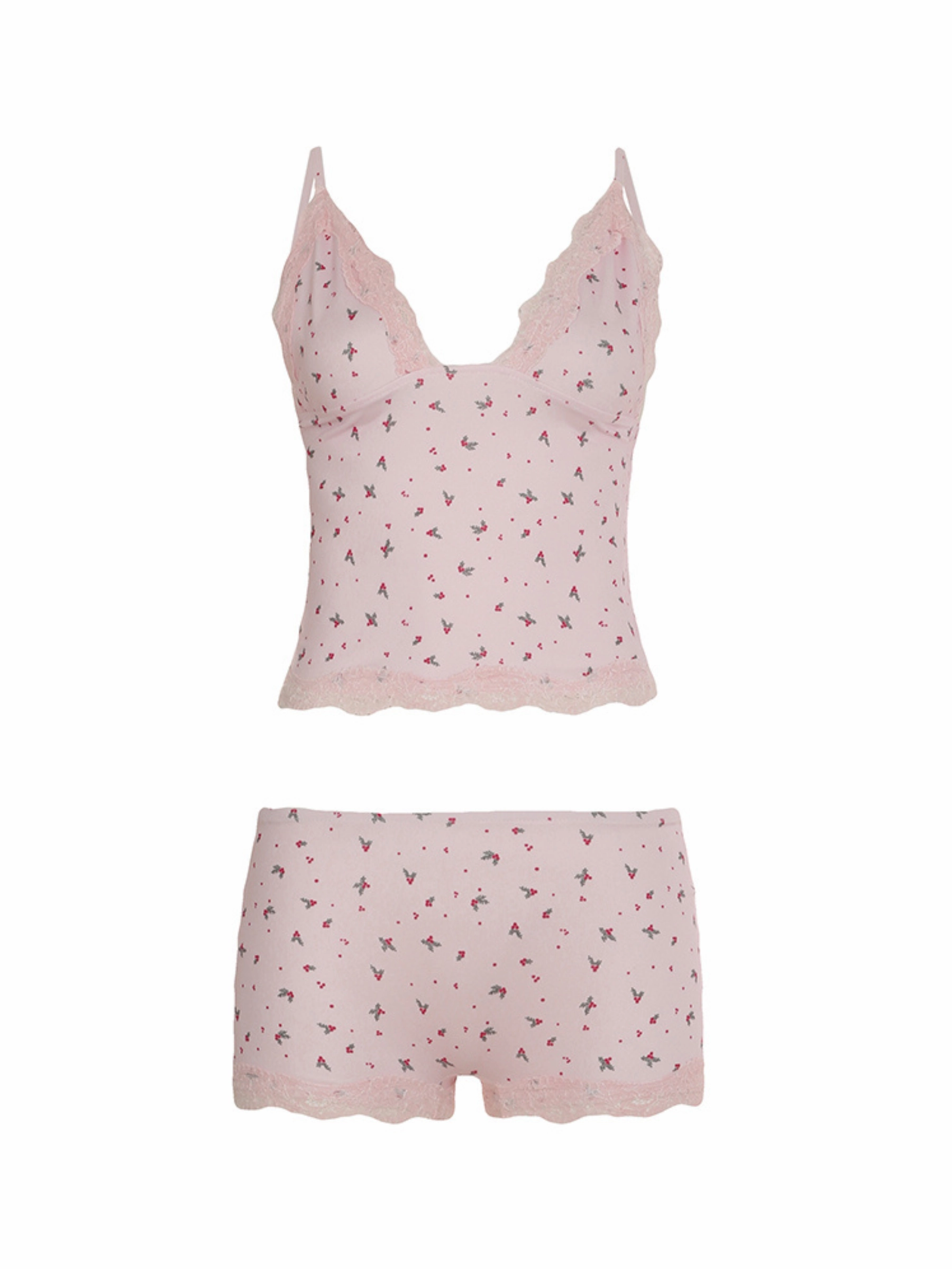 Gracy Lace Trim Pajama Set