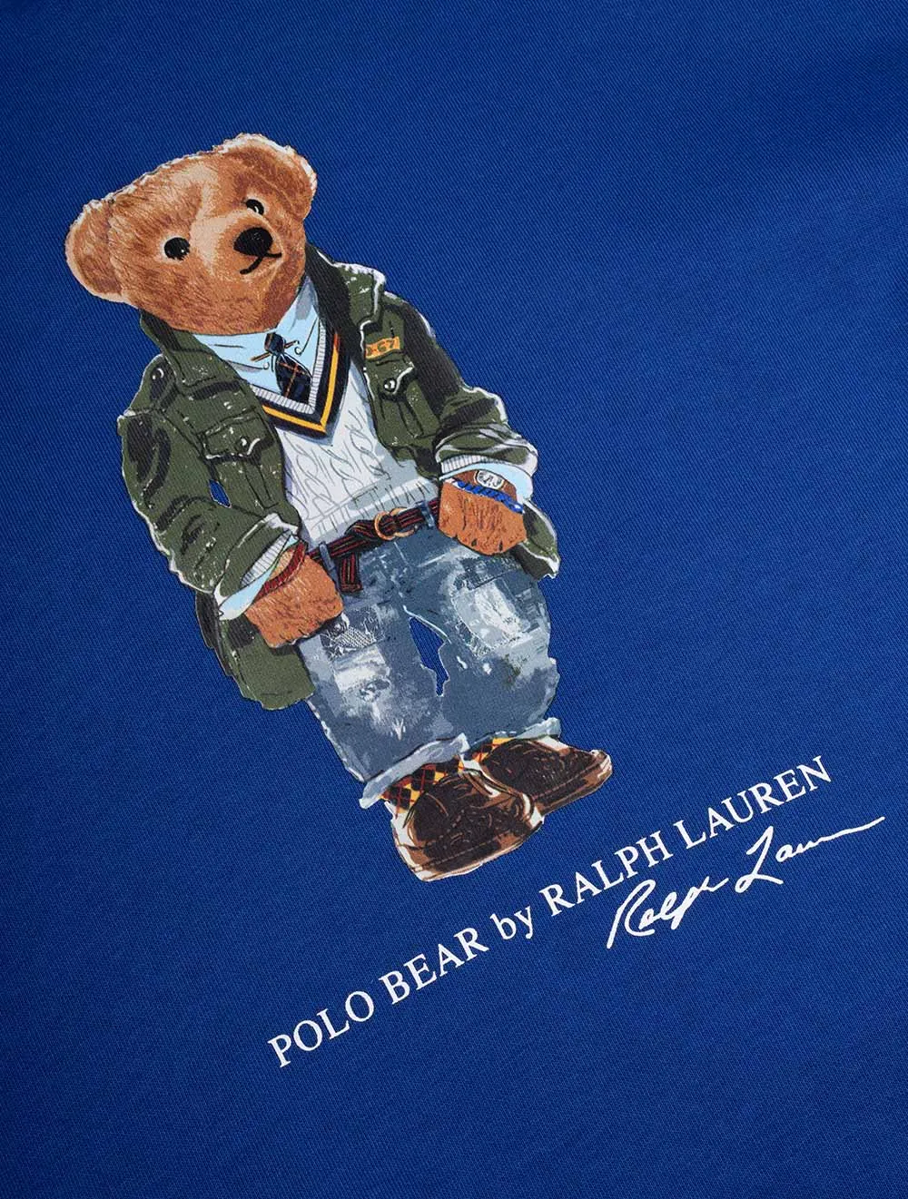 Graphik-Fleece-Pullover mit Kapuze in Blau