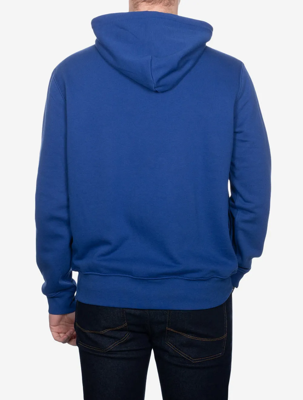 Graphik-Fleece-Pullover mit Kapuze in Blau