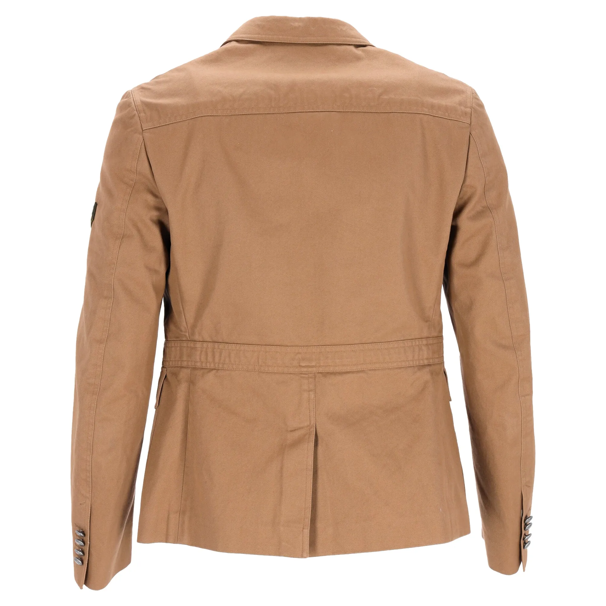 Gucci Militär Einreihiger Blazer mit Taschen in Brauner Baumwolle