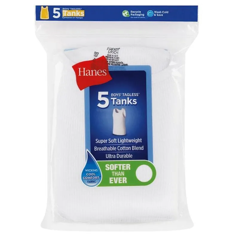 Hanes Jungen ärmellose Tanktops ohne Aufnäher - 5er Pack Babykids Hanes