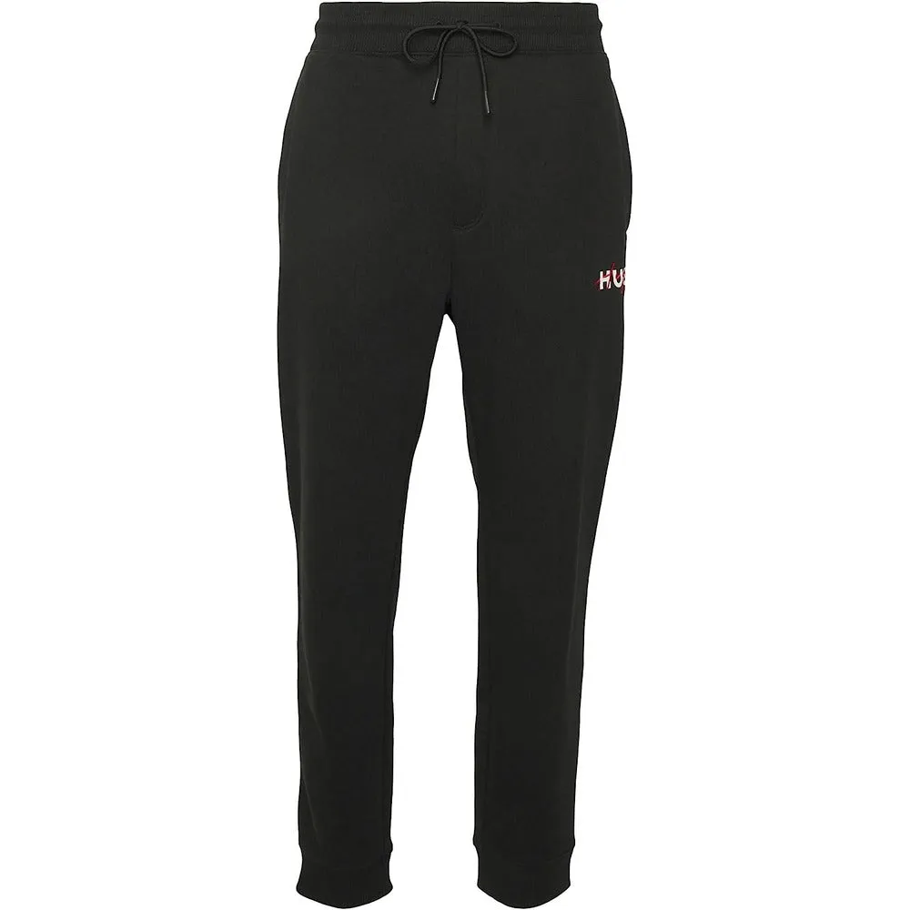 Hugo Boss Herren Schwarze Dicke Baumwoll-Drokko Logo Jogginghose