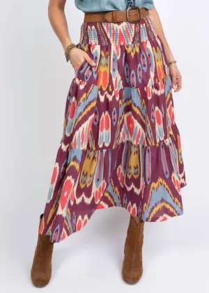 Ikat Skirt In Wine