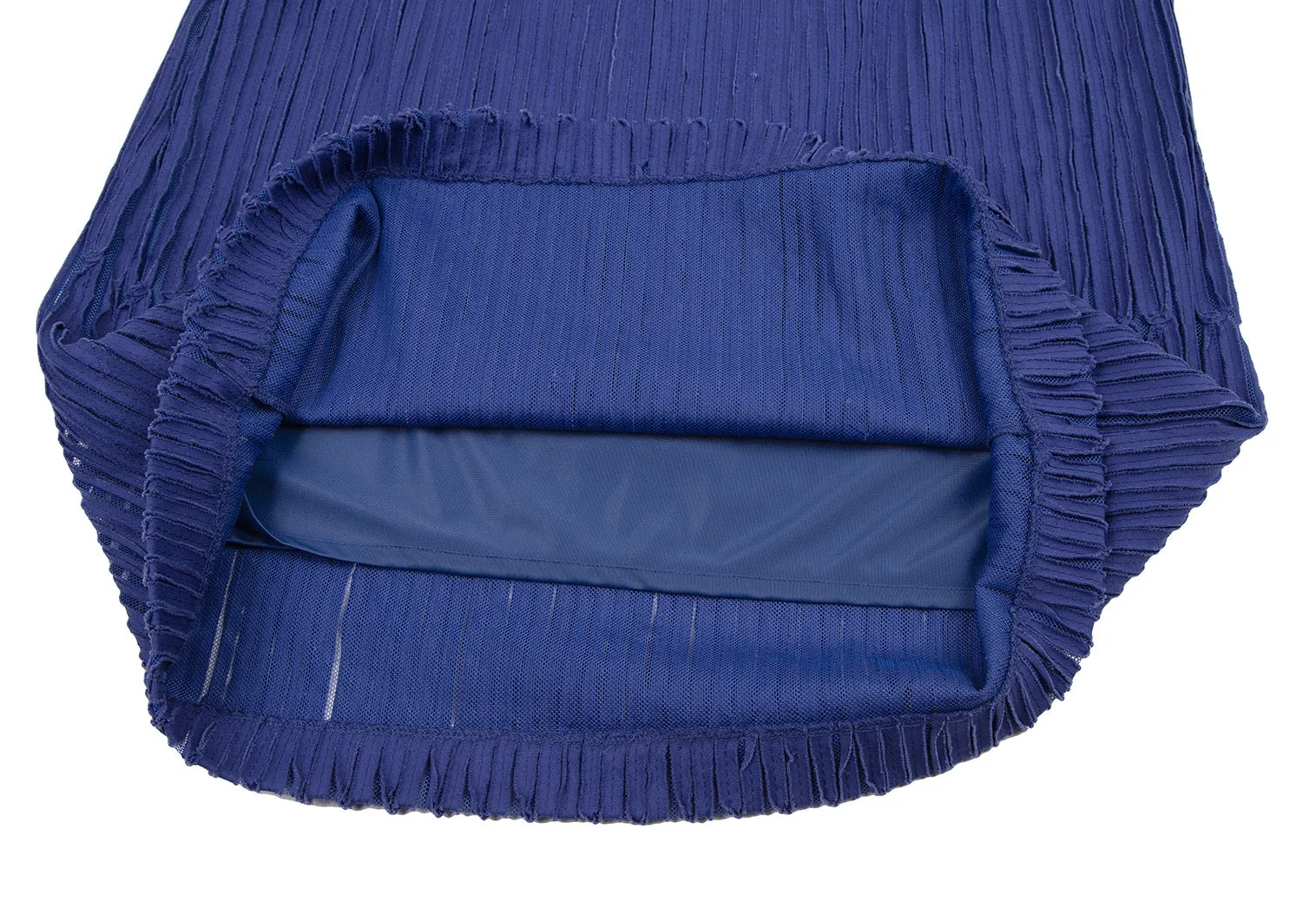 ISSEY MIYAKE Japan. HaaT. Blaues meshfarbenes ärmelloses Kleid mit Tape-Applikationen