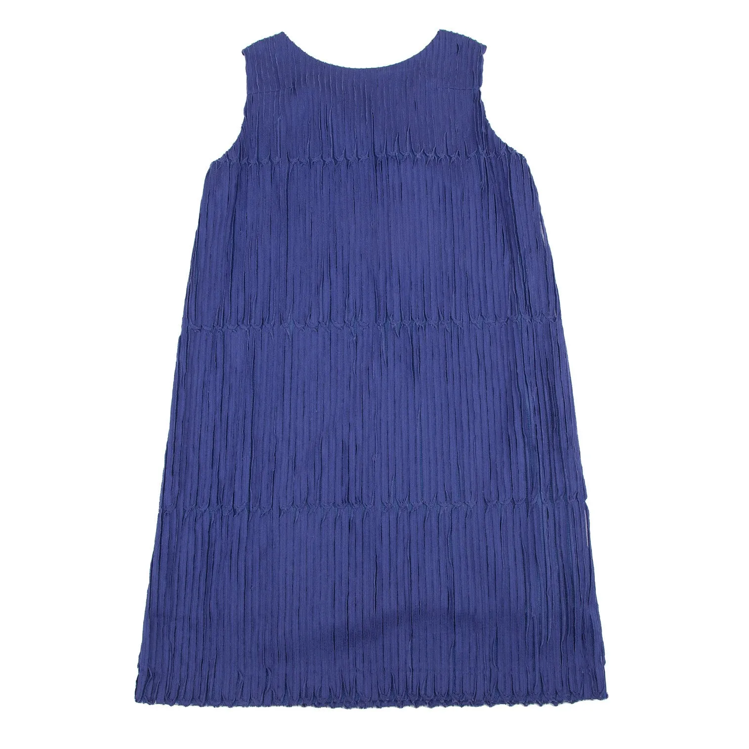 ISSEY MIYAKE Japan. HaaT. Blaues meshfarbenes ärmelloses Kleid mit Tape-Applikationen