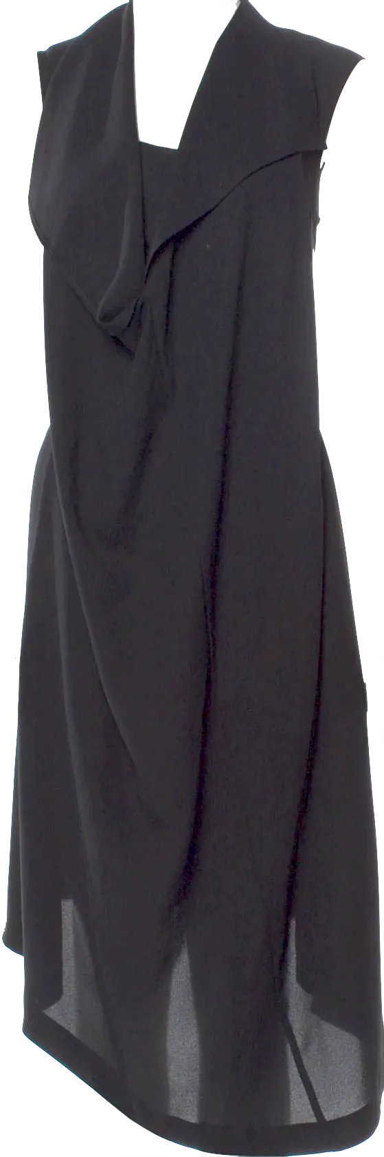 Ivan Grundahl Kopenhagen. Schwarzes halbtransparentes Midikleid mit quadratischem Ausschnitt