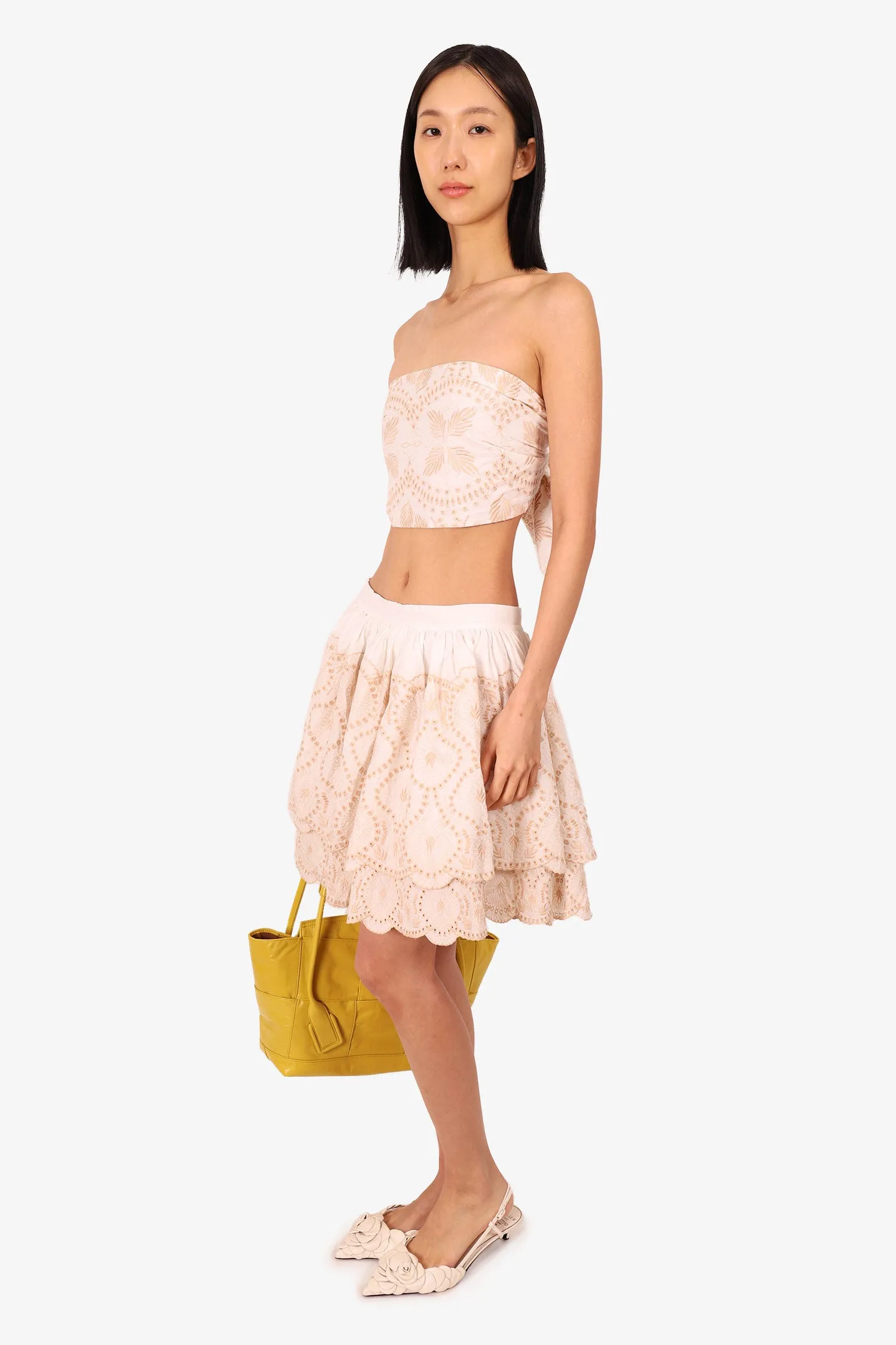 Ixiah Creme/Beige Etagenröckchen mit Lochmuster   Bandeau Größe 6