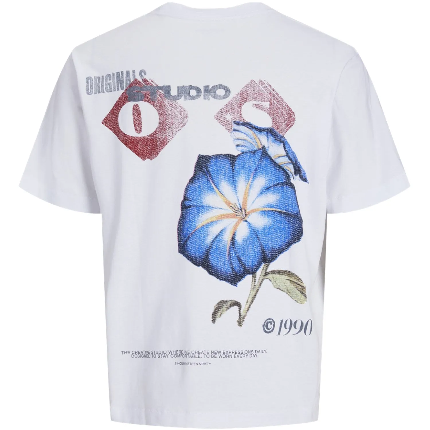 Jack & Jones Junior Hellweißes Retiro-Rückent-Shirt mit Rundhalsausschnitt Jack Jones Junior