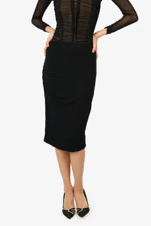 James Perse Black Ruched Knee Length Skirt Size 2