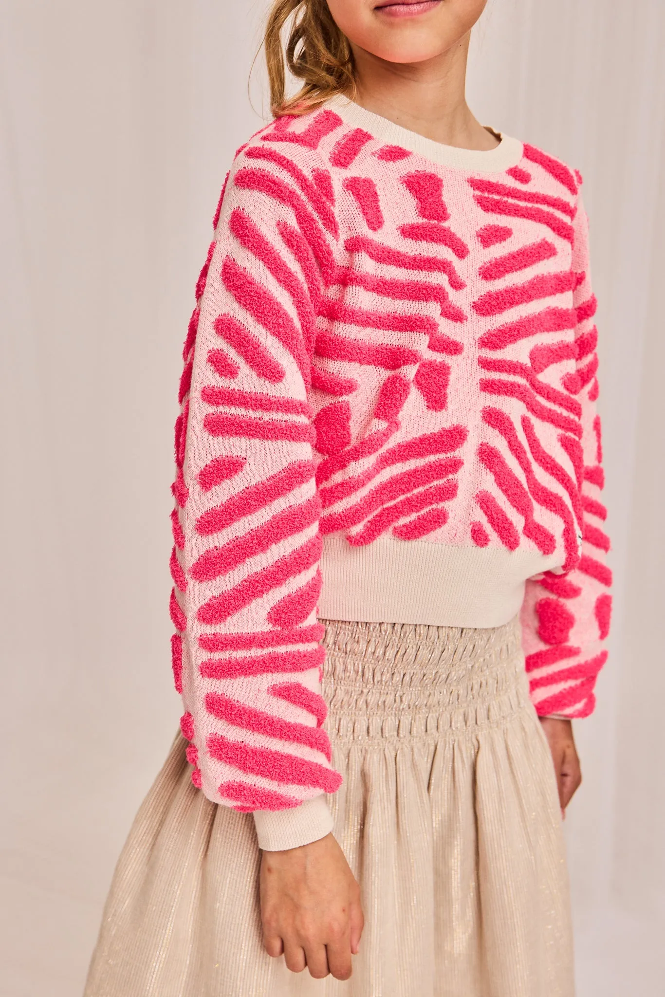 jess Rundhals Jacquard 000510 - Neonrosa Ao76 Kleidung Jungen Mädchen