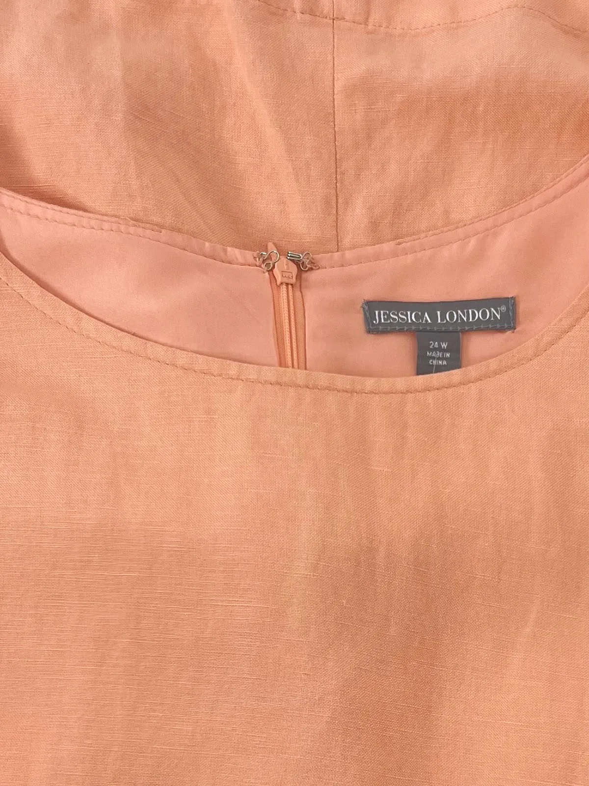 Jessica London Größe 24W Pfirsichfarbenes Leinenkleid