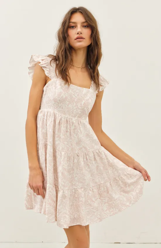 Joelle Blumen-Smock-Minikleid