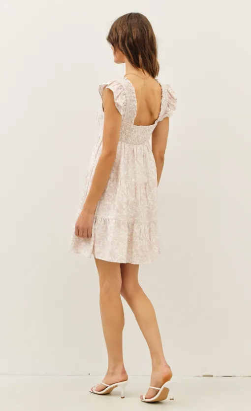 Joelle Blumen-Smock-Minikleid