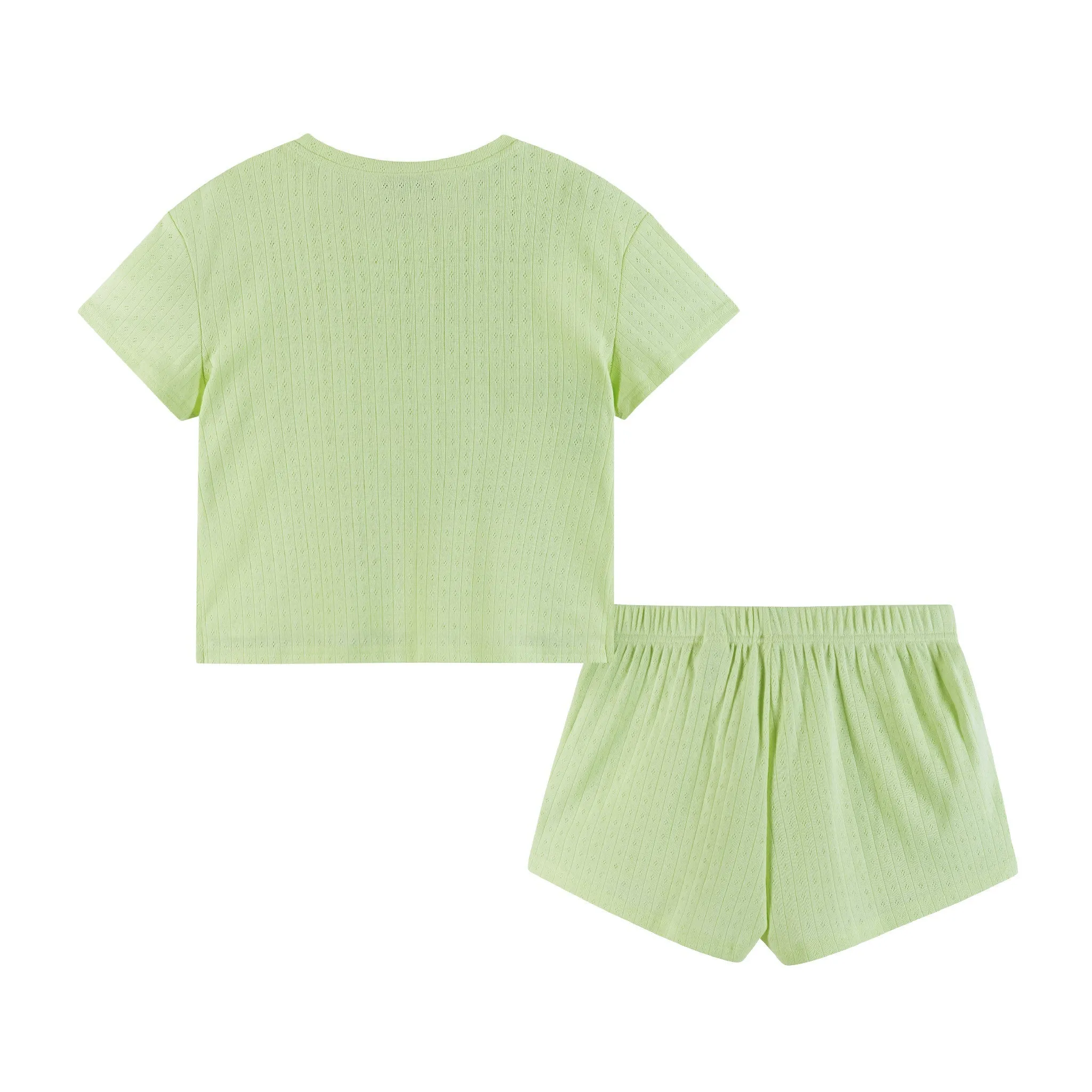 Kinder (7-16) Mädchen Pointelle T-Shirt & Shorts Set | Hellgrün Babykids_Andy-Evan