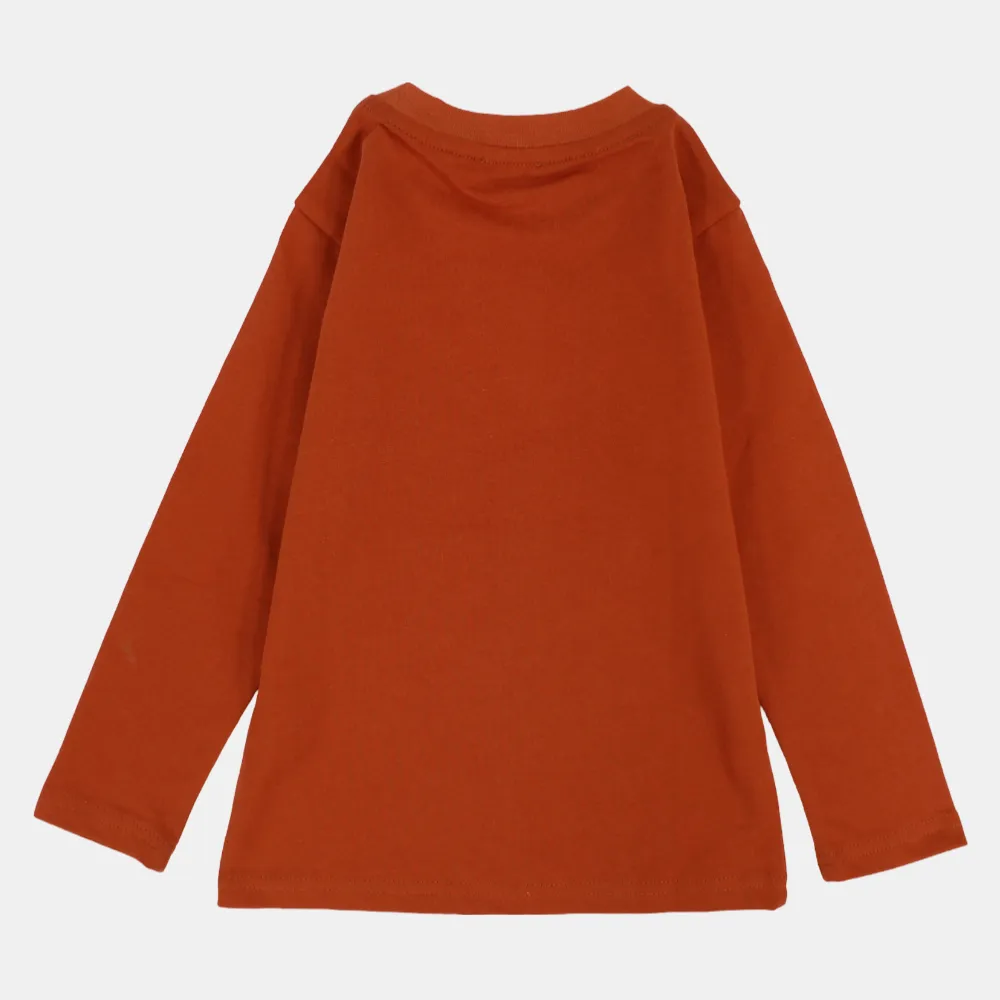 Kinder Jungen Baumwoll Langarm T-Shirt – Ziegelrot