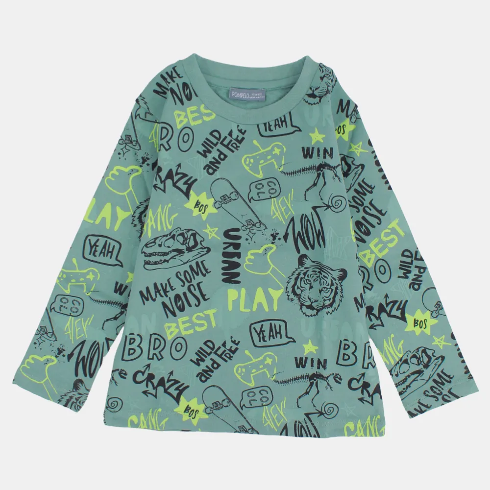 Kinder Jungen Baumwoll Langarm T-Shirt – Olivgrün