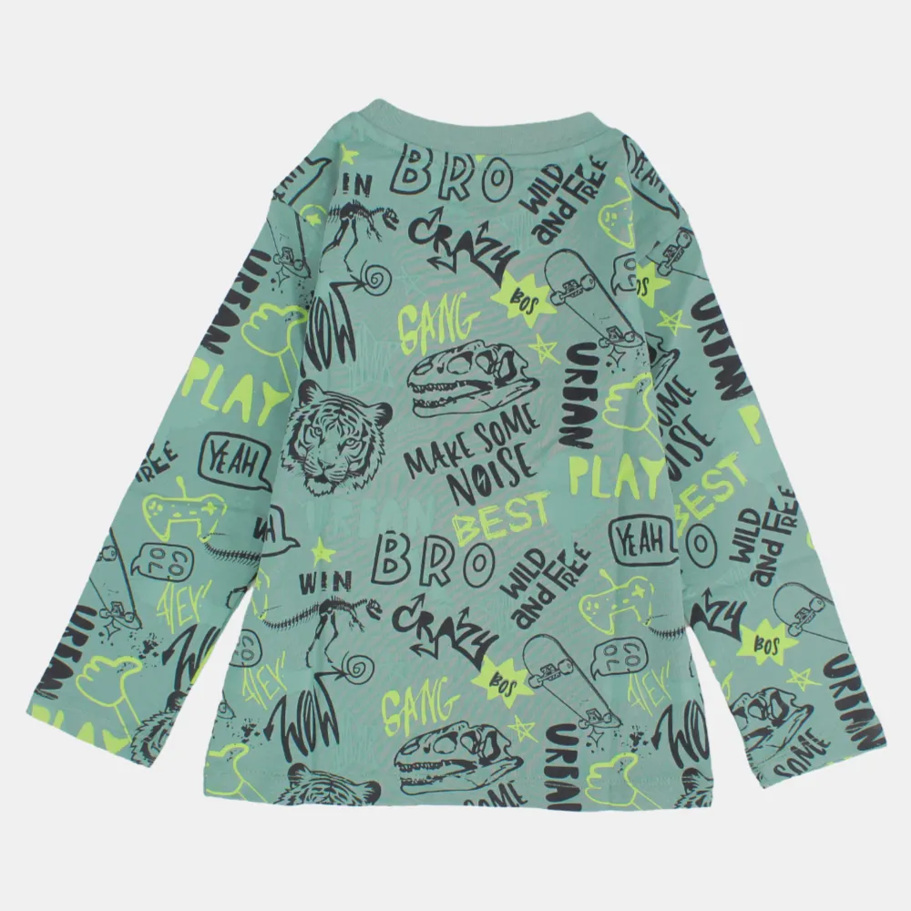 Kinder Jungen Baumwoll Langarm T-Shirt – Olivgrün