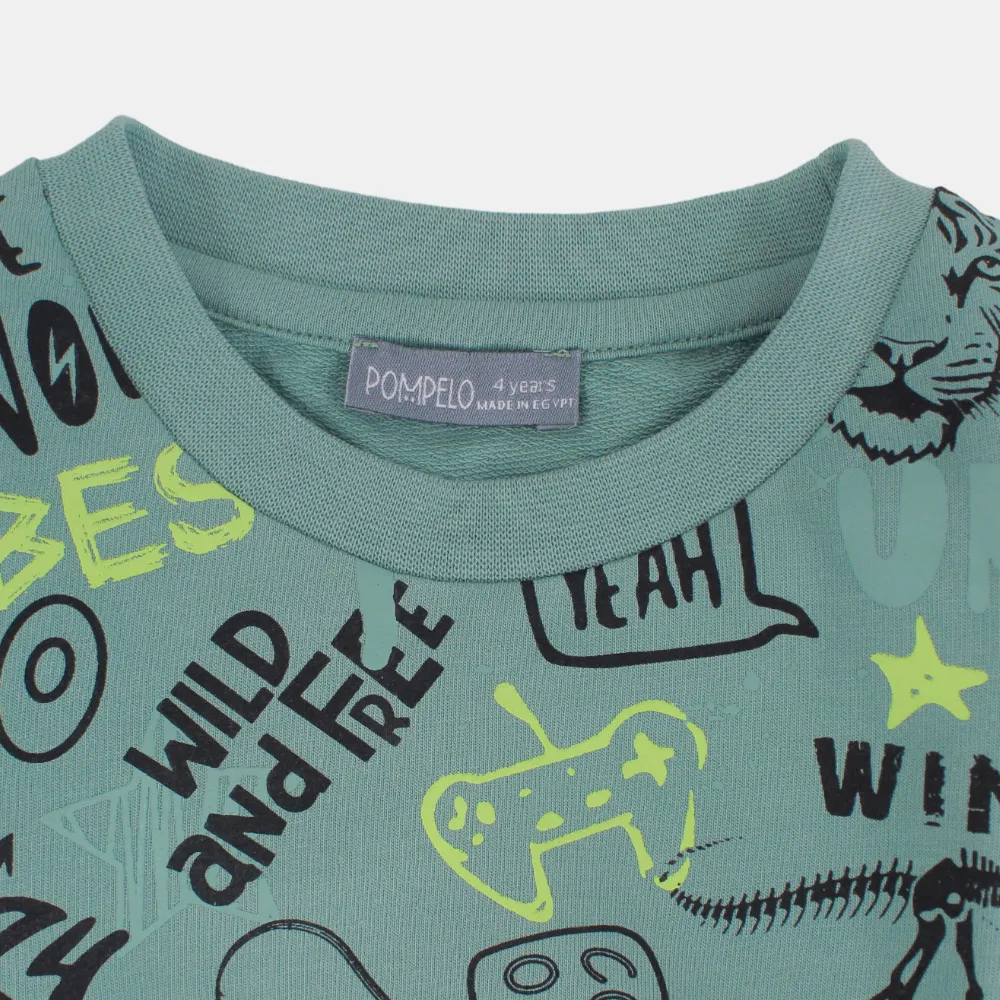 Kinder Jungen Baumwoll Langarm T-Shirt – Olivgrün