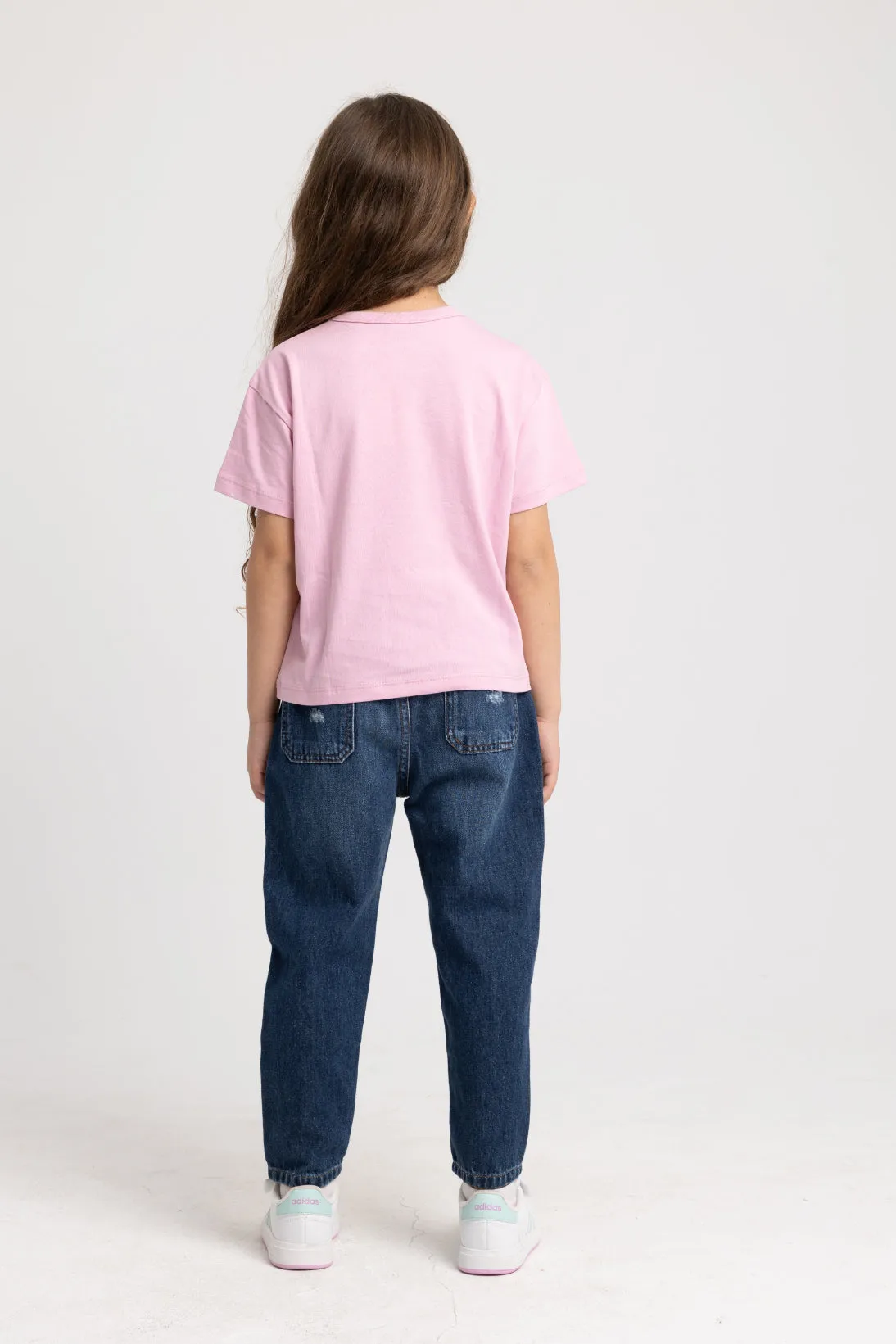 Kinder Mädchen Baumwoll Kurzarm T-Shirt – Rosa mit süßen Blumenmuster