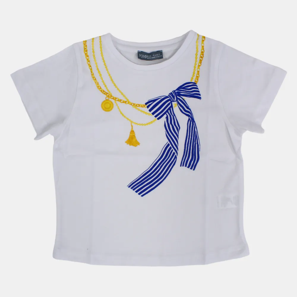 Mädchen Baumwoll-Kurzarm-T-Shirt in Weiß – Weich & Stilvoll für den Alltag!