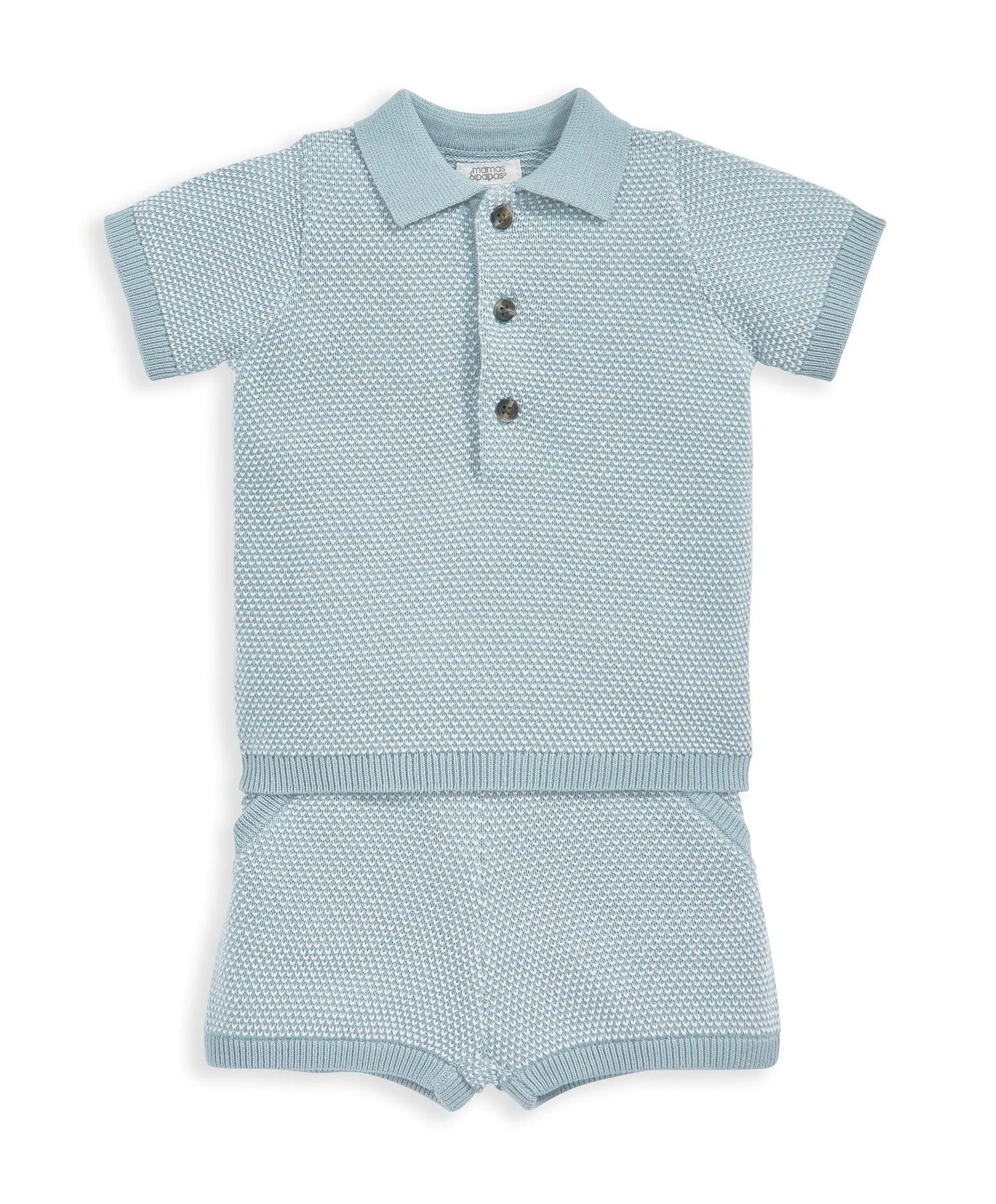 Gestrickter Polo- und Shorts-Outfit-Set