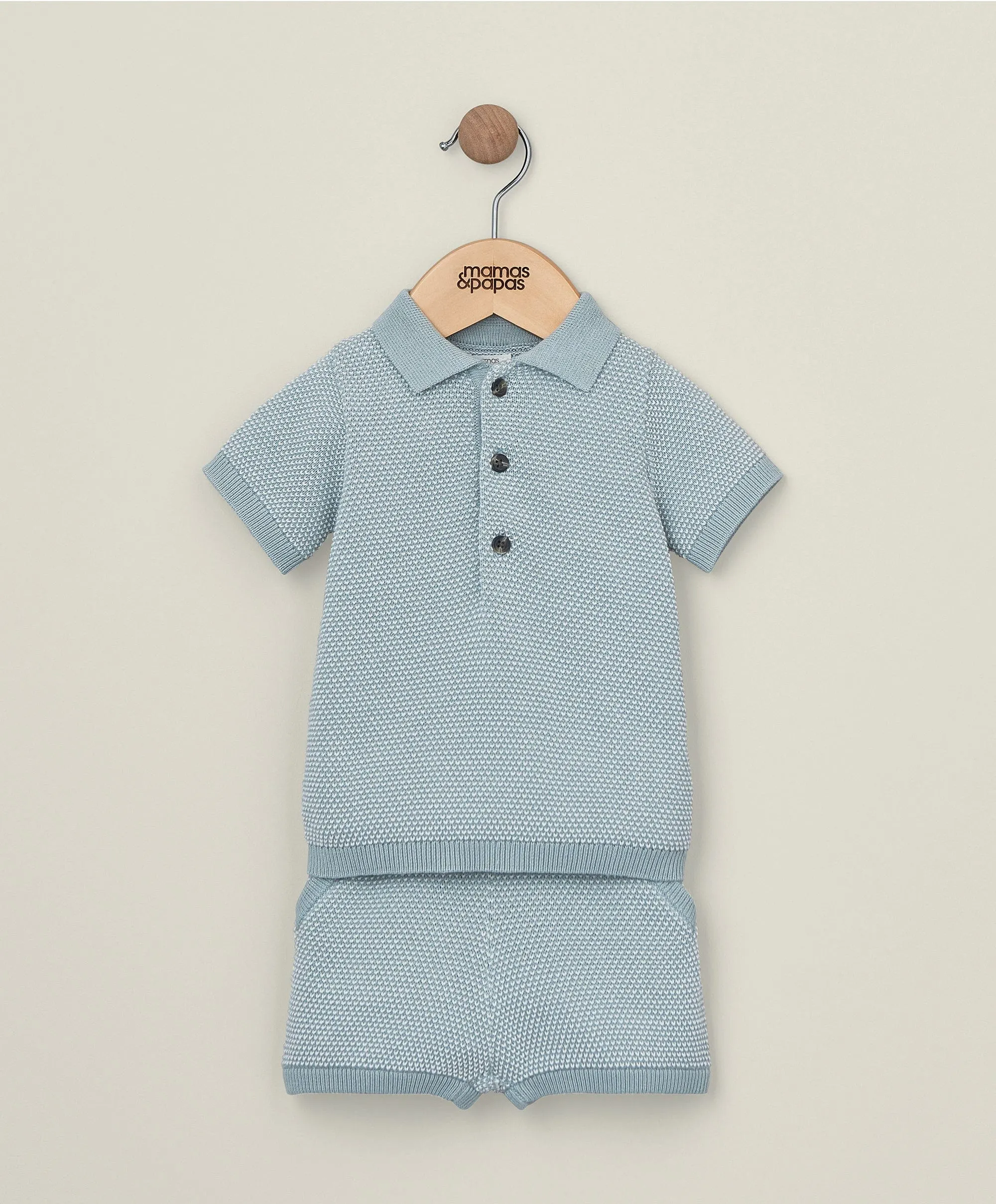 Gestrickter Polo- und Shorts-Outfit-Set