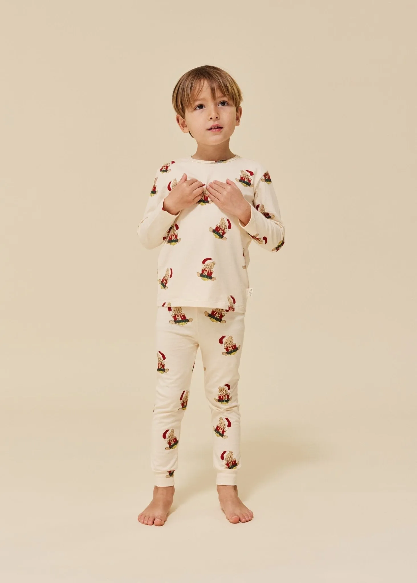 Konges Sløjd: Grundlegendes Blusen/Hosen-Set - Weihnachts-Teddy