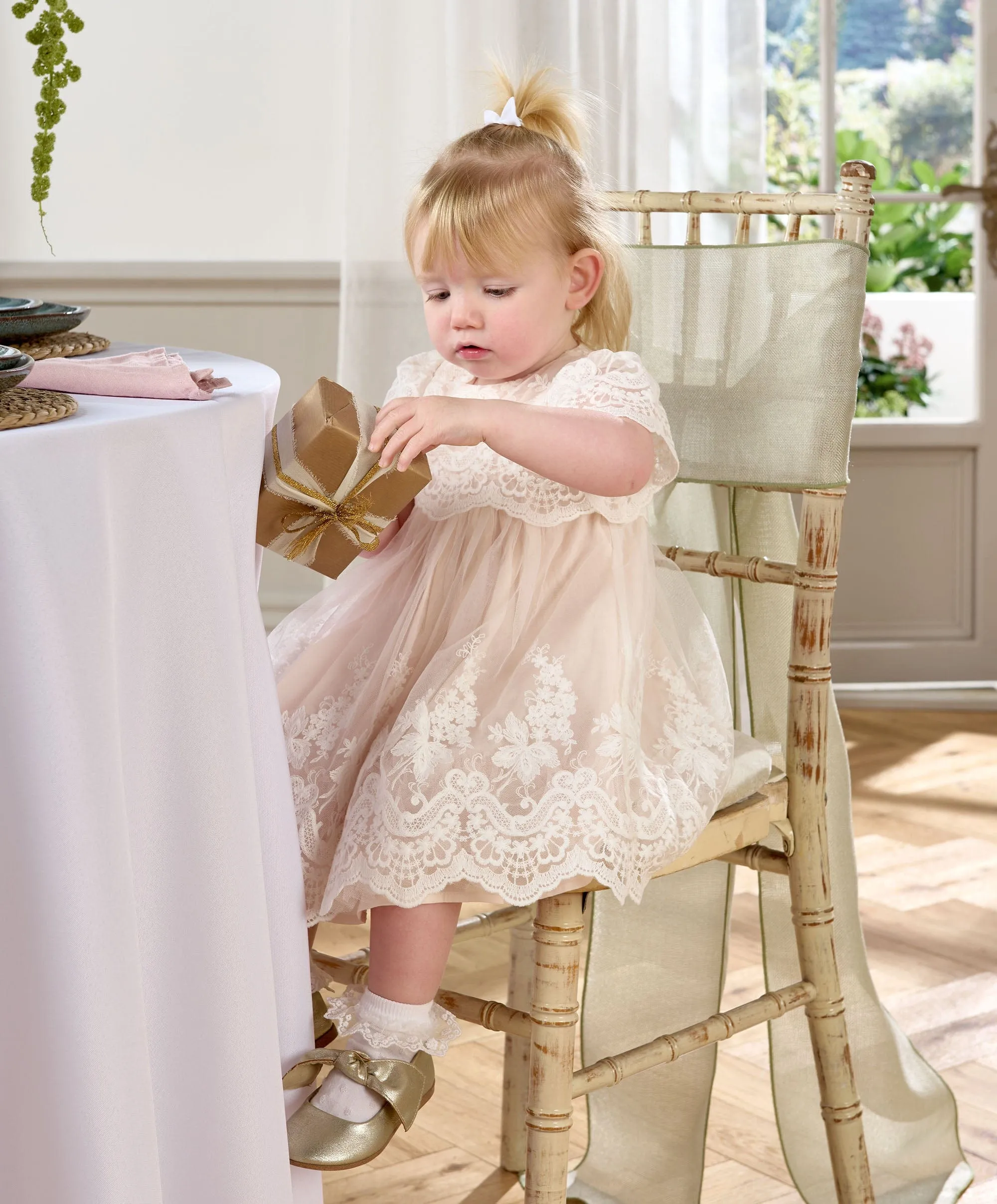Spitzen-Rüschenärmel-Kleid Babykids Mamas & Papas
