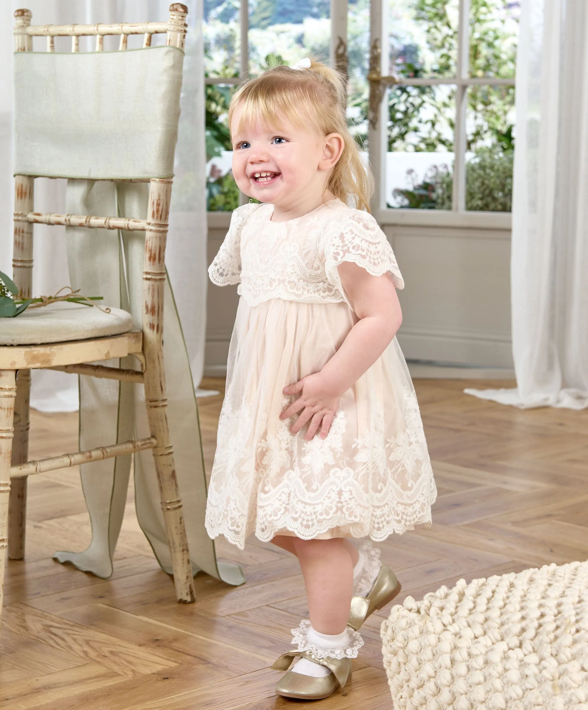 Spitzen-Rüschenärmel-Kleid Babykids Mamas & Papas