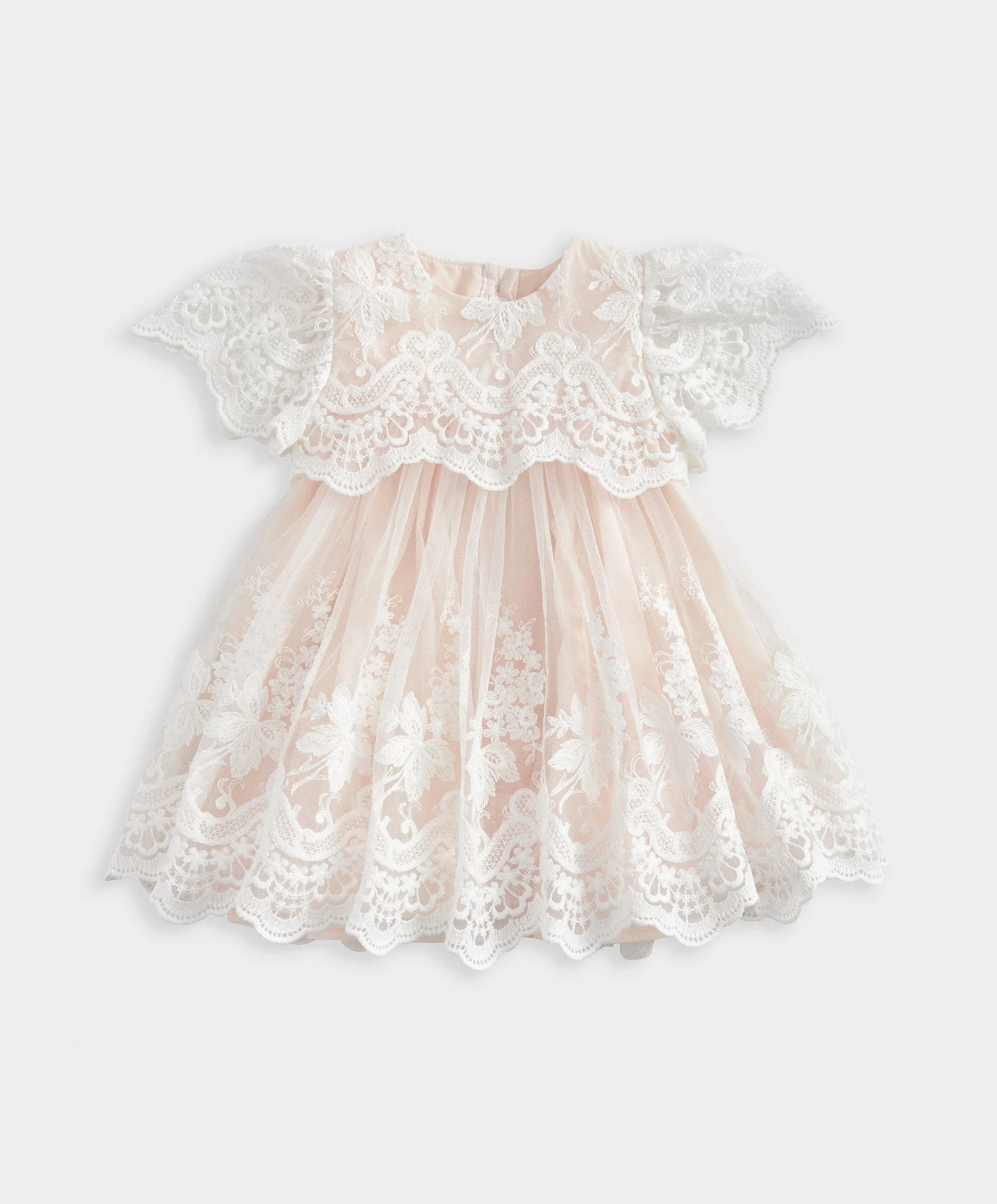 Spitzen-Rüschenärmel-Kleid