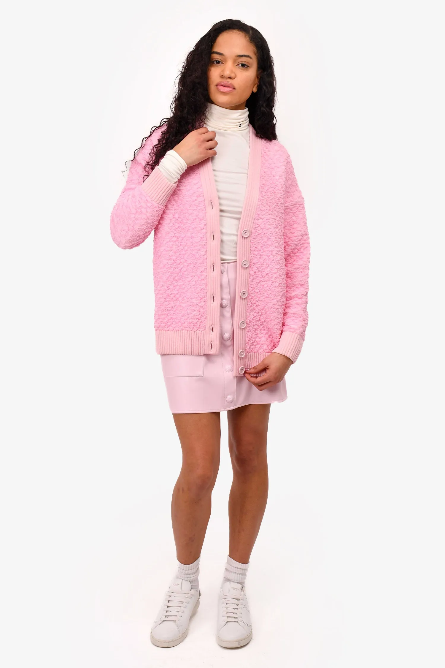 L'Agence Pink Kunstleder Minirock mit Goldknöpfen Größe 6