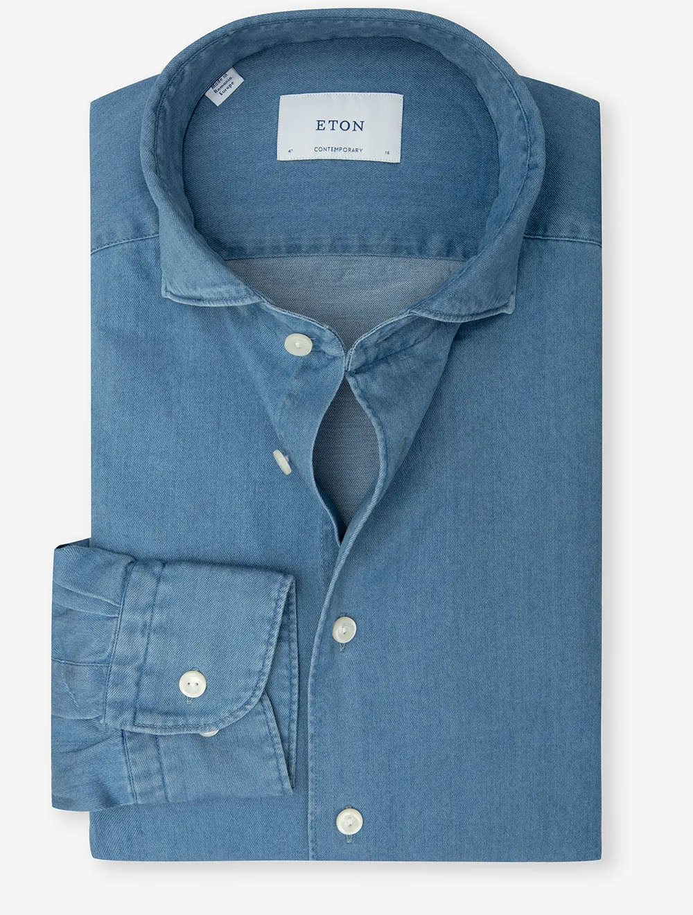 Leichtes Stretch-Denim Hemd im zeitgemäßen Schnitt Blau